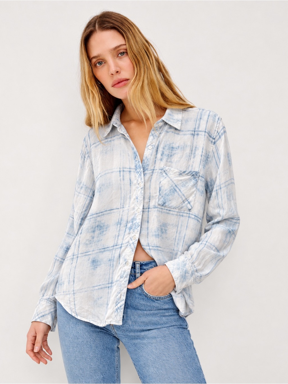 Rails Hunter Plaid Long Sleeve Shirt Size S Cloud Wash